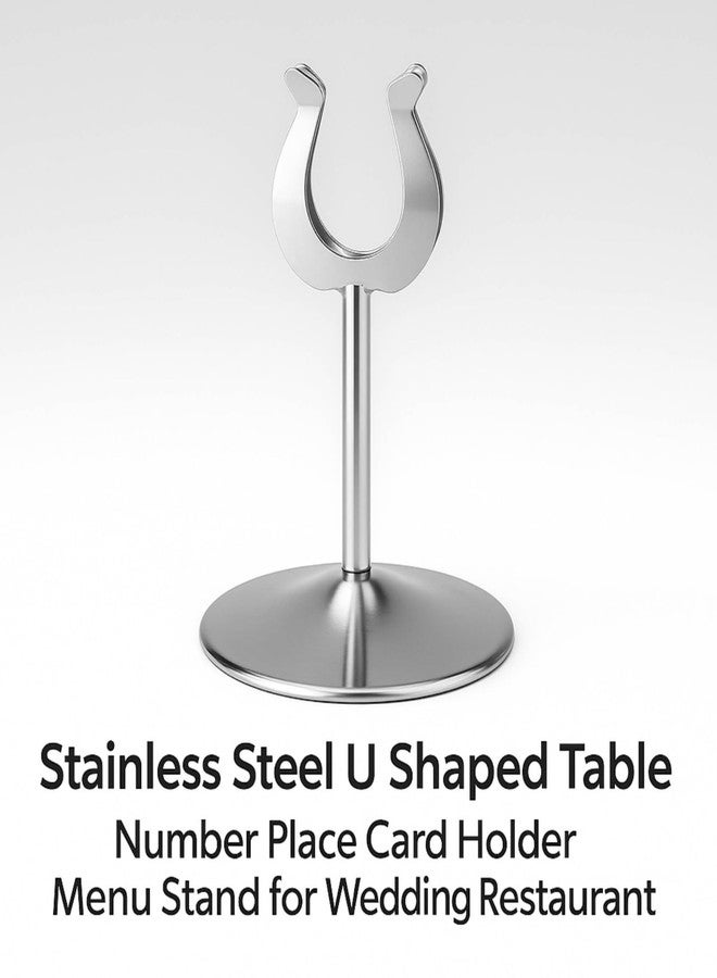 FINALITY 4" Stainless Steel U Shaped Table Number Place Card Holder Menu Stand for Wedding Restaurant (2) - Image 3